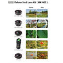 HAUTIK HK-002 5 in 1 198 Degree Fisheye Lens + 15X Macro Lens + 0.6X Wide Lens + 12X Telephoto Lens + CPL Lens Kits, For iPhone, Galaxy, Sony, Lenovo, HTC, Huawei, Google, LG, Xiaomi, other Smartphones and Ultra-thin Digital Camera