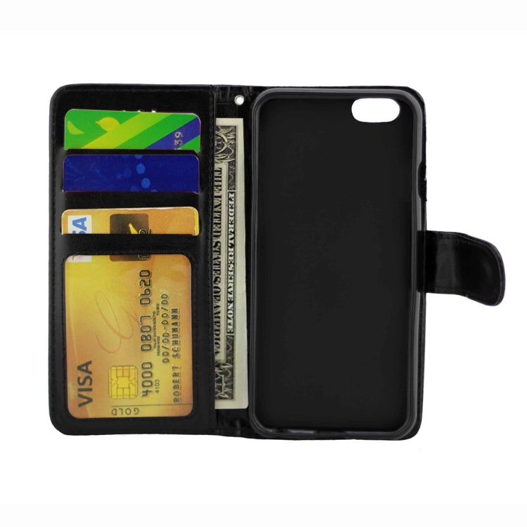 For iPhone 8 & 7 Crazy Horse Texture Horizontal Flip Leather Case with Holder & Card Slots & Wallet & Photo Frame (Black)