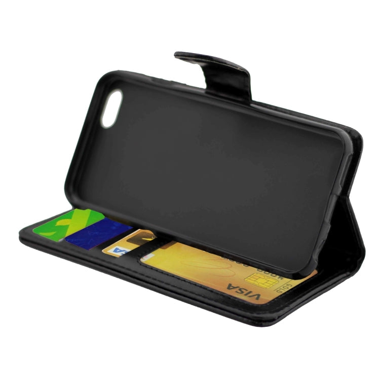 For iPhone 8 & 7 Crazy Horse Texture Horizontal Flip Leather Case with Holder & Card Slots & Wallet & Photo Frame (Black)