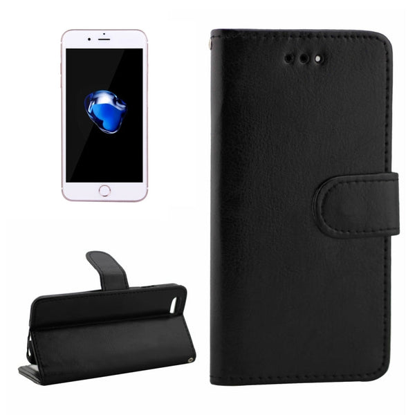 For iPhone 8 & 7 Crazy Horse Texture Horizontal Flip Leather Case with Holder & Card Slots & Wallet & Photo Frame (Black)