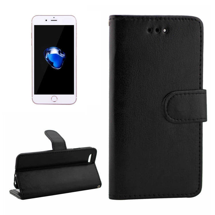 For iPhone 8 & 7 Crazy Horse Texture Horizontal Flip Leather Case with Holder & Card Slots & Wallet & Photo Frame (Black)