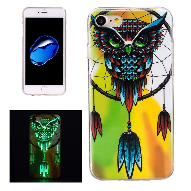 For iPhone 8 & 7 Noctilucent Owl Pattern IMD Workmanship Soft TPU Back Cover Case