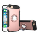 For iPhone 8 & 7 Phone Ring Armor TPU + PC 360 Degrees Rotation Magnetic Phone Ring Stent Combination Case(Rose Gold)
