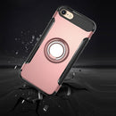 For iPhone 8 & 7 Phone Ring Armor TPU + PC 360 Degrees Rotation Magnetic Phone Ring Stent Combination Case(Rose Gold)