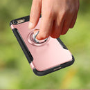 For iPhone 8 & 7 Phone Ring Armor TPU + PC 360 Degrees Rotation Magnetic Phone Ring Stent Combination Case(Rose Gold)