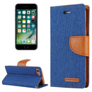 GOOSPERY CANVAS DIARY for iPhone 8 & 7 Canvas Texture Horizontal Flip Leather Case with Card Slots & Wallet & Holder(Dark Blue)