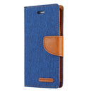 GOOSPERY CANVAS DIARY for iPhone 8 & 7 Canvas Texture Horizontal Flip Leather Case with Card Slots & Wallet & Holder(Dark Blue)