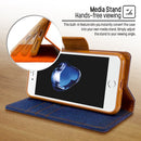 GOOSPERY CANVAS DIARY for iPhone 8 & 7 Canvas Texture Horizontal Flip Leather Case with Card Slots & Wallet & Holder(Dark Blue)