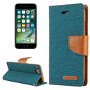 GOOSPERY CANVAS DIARY for iPhone 8 & 7 Canvas Texture Horizontal Flip Leather Case with Card Slots & Wallet & Holder(Green)