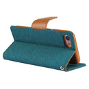 GOOSPERY CANVAS DIARY for iPhone 8 & 7 Canvas Texture Horizontal Flip Leather Case with Card Slots & Wallet & Holder(Green)