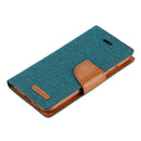 GOOSPERY CANVAS DIARY for iPhone 8 & 7 Canvas Texture Horizontal Flip Leather Case with Card Slots & Wallet & Holder(Green)