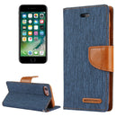 GOOSPERY CANVAS DIARY for iPhone 8 & 7 Canvas Texture Horizontal Flip Leather Case with Card Slots & Wallet & Holder(Navy Blue)
