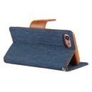 GOOSPERY CANVAS DIARY for iPhone 8 & 7 Canvas Texture Horizontal Flip Leather Case with Card Slots & Wallet & Holder(Navy Blue)