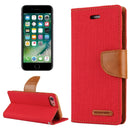 GOOSPERY CANVAS DIARY for iPhone 8 & 7 Canvas Texture Horizontal Flip Leather Case with Card Slots & Wallet & Holder(Red)
