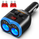 Aemeku 116F 2 in 1 Car Cigarette Lighter Dual USBQC3.0 PD Fast Charger (Blue)