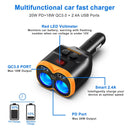 Aemeku 116F 2 in 1 Car Cigarette Lighter Dual USBQC3.0 PD Fast Charger (Orange)