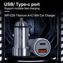 WK WP-C28 18W Titanium PD+QC3.0 Dual USB Car Charger (Silver)