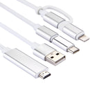 3 in 1 Micro USB & 8 Pin & Type-C to HDMI HD 1080P HDTV Adapter Cable(Silver)