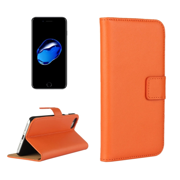 For iPhone 8 & 7 Genuine Split Horizontal Flip Leather Case with Holder & Card Slots & Wallet(Orange)
