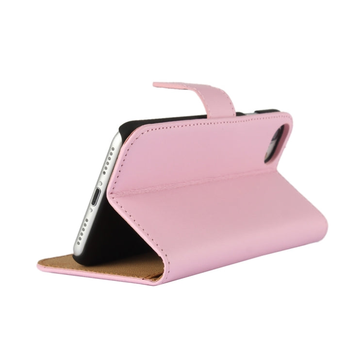 For iPhone 8 & 7 Genuine Split Horizontal Flip Leather Case with Holder & Card Slots & Wallet(Pink)