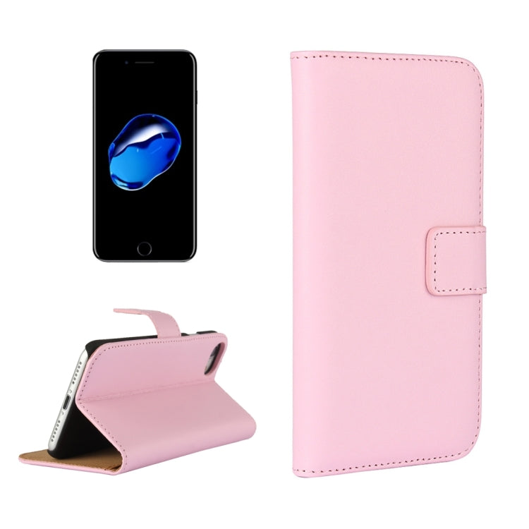For iPhone 8 & 7 Genuine Split Horizontal Flip Leather Case with Holder & Card Slots & Wallet(Pink)