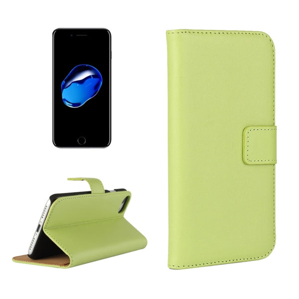 For iPhone 8 & 7 Genuine Split Horizontal Flip Leather Case with Holder & Card Slots & Wallet(Green)
