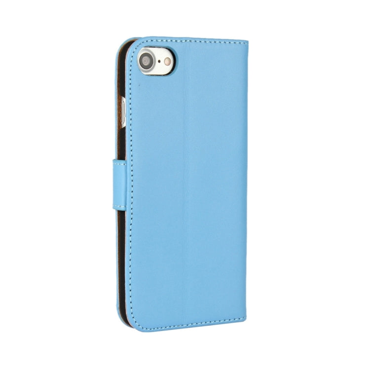 For iPhone 8 & 7 Genuine Split Horizontal Flip Leather Case with Holder & Card Slots & Wallet(Blue)