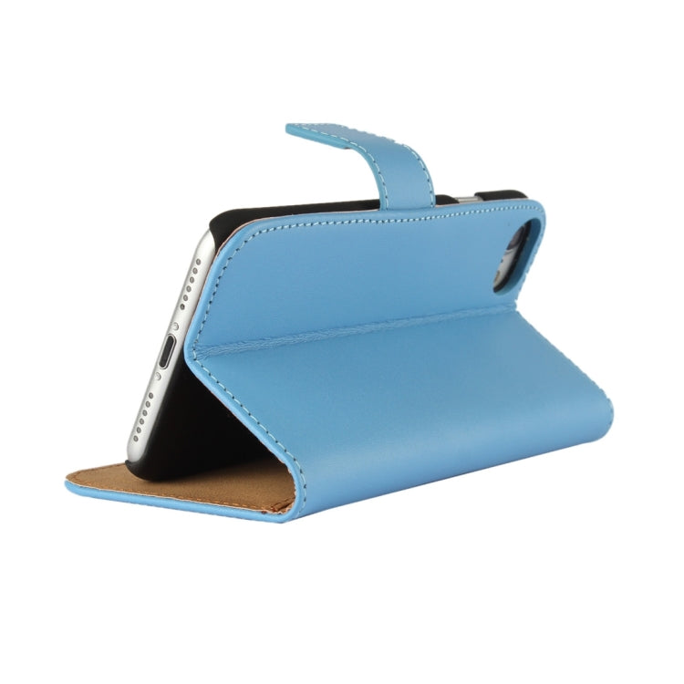 For iPhone 8 & 7 Genuine Split Horizontal Flip Leather Case with Holder & Card Slots & Wallet(Blue)