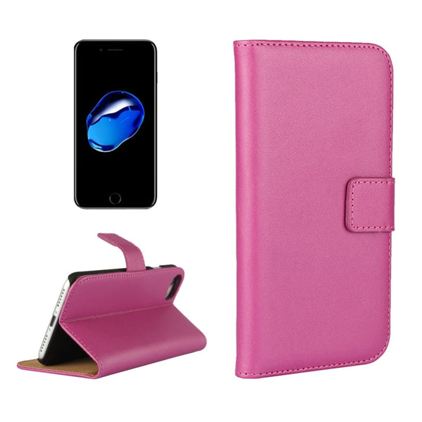 For iPhone 8 & 7 Genuine Split Horizontal Flip Leather Case with Holder & Card Slots & Wallet(Magenta)