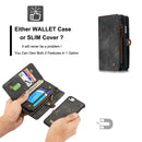 CaseMe for iPhone 8 & 7 Multifunctional Leather Billfold with Detachable Magnetic PC Back Protective Case & Holder & 10 Card Slots & 3 Cash Slots & 1 Zipper Wallet & 2 Photo Frames & 3 Magnetic Clasps(Black)