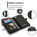 CaseMe for iPhone 8 & 7 Multifunctional Leather Billfold with Detachable Magnetic PC Back Protective Case & Holder & 10 Card Slots & 3 Cash Slots & 1 Zipper Wallet & 2 Photo Frames & 3 Magnetic Clasps(Black)