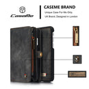 CaseMe for iPhone 8 & 7 Multifunctional Leather Billfold with Detachable Magnetic PC Back Protective Case & Holder & 10 Card Slots & 3 Cash Slots & 1 Zipper Wallet & 2 Photo Frames & 3 Magnetic Clasps(Black)