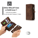 CaseMe for iPhone 8 & 7 Multifunctional Leather Billfold with Detachable Magnetic PC Back Protective Case & Holder & 10 Card Slots & 3 Cash Slots & 1 Zipper Wallet & 2 Photo Frames & 3 Magnetic Clasps(Coffee)