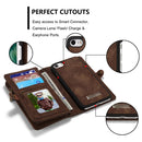 CaseMe for iPhone 8 & 7 Multifunctional Leather Billfold with Detachable Magnetic PC Back Protective Case & Holder & 10 Card Slots & 3 Cash Slots & 1 Zipper Wallet & 2 Photo Frames & 3 Magnetic Clasps(Coffee)