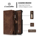 CaseMe for iPhone 8 & 7 Multifunctional Leather Billfold with Detachable Magnetic PC Back Protective Case & Holder & 10 Card Slots & 3 Cash Slots & 1 Zipper Wallet & 2 Photo Frames & 3 Magnetic Clasps(Coffee)