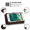 CaseMe for iPhone 8 & 7 Multifunctional Leather Billfold with Detachable Magnetic PC Back Protective Case & Holder & 10 Card Slots & 3 Cash Slots & 1 Zipper Wallet & 2 Photo Frames & 3 Magnetic Clasps(Coffee)