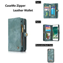 CaseMe for iPhone 8 & 7 Multifunctional Leather Billfold with Detachable Magnetic PC Back Protective Case & Holder & 10 Card Slots & 3 Cash Slots & 1 Zipper Wallet & 2 Photo Frames & 3 Magnetic Clasps(Blue)