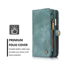 CaseMe for iPhone 8 & 7 Multifunctional Leather Billfold with Detachable Magnetic PC Back Protective Case & Holder & 10 Card Slots & 3 Cash Slots & 1 Zipper Wallet & 2 Photo Frames & 3 Magnetic Clasps(Blue)