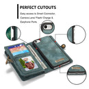 CaseMe for iPhone 8 & 7 Multifunctional Leather Billfold with Detachable Magnetic PC Back Protective Case & Holder & 10 Card Slots & 3 Cash Slots & 1 Zipper Wallet & 2 Photo Frames & 3 Magnetic Clasps(Blue)