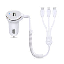 WK WP-C24 3.1A Explore The 3-in-1 Free Edition 8 Pin / Micro USB / USB-C / Type-C Data Cable + USB Car Charger (White)