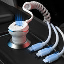 WK WP-C24 3.1A Explore The 3-in-1 Free Edition 8 Pin / Micro USB / USB-C / Type-C Data Cable + USB Car Charger (White)