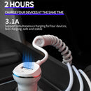 WK WP-C24 3.1A Explore The 3-in-1 Free Edition 8 Pin / Micro USB / USB-C / Type-C Data Cable + USB Car Charger (White)