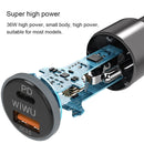 WIWU PC 100 Type-C / USB-C PD + USB Double Port Car Charger
