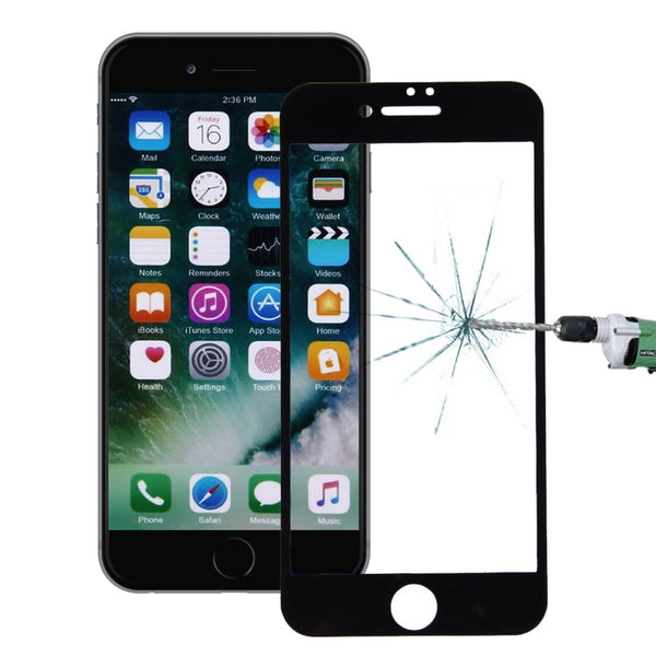 For iPhone 7 Plus Silk Printing Screen Protector 0.26mm 9H Surface Hardness 2.5D Explosion-proof Tempered Glass Screen Film(Black)