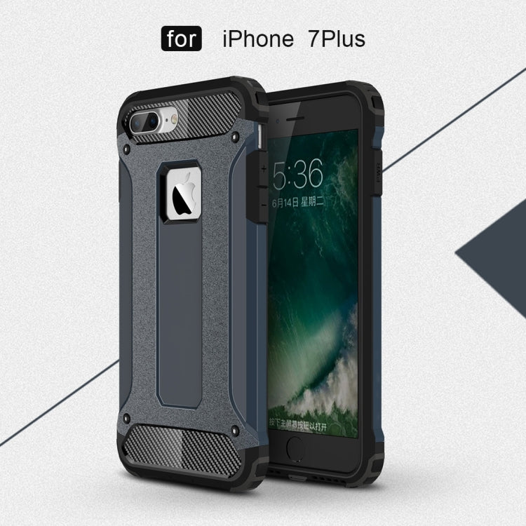 For iPhone 8 Plus & 7 Plus Tough Armor TPU + PC Combination Case(Dark Blue)