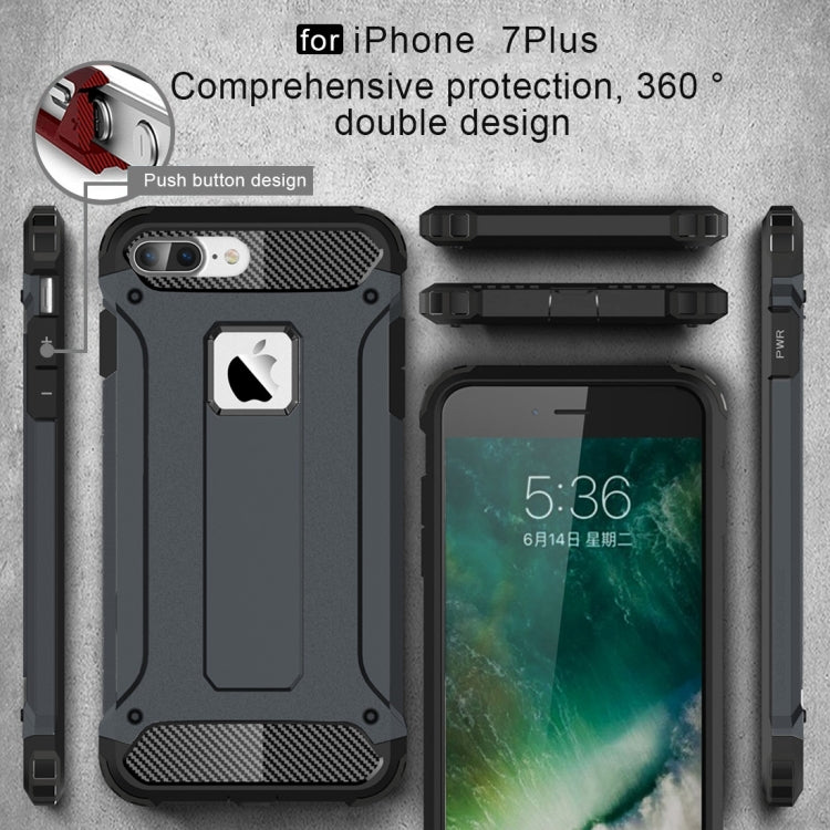 For iPhone 8 Plus & 7 Plus Tough Armor TPU + PC Combination Case(Dark Blue)