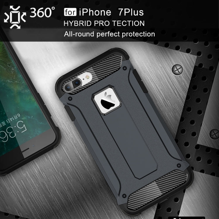 For iPhone 8 Plus & 7 Plus Tough Armor TPU + PC Combination Case(Dark Blue)