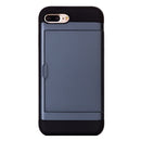 For iPhone 8 Plus & 7 Plus Slide Style TPU + PC Combination Case with Card Slot(Dark Blue)