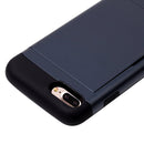 For iPhone 8 Plus & 7 Plus Slide Style TPU + PC Combination Case with Card Slot(Dark Blue)