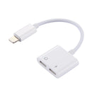 2 in 1 8 Pin Male to 8 Pin Charging + 8 Pin Audio Female Earphone Adapter with Call Function, Support IOS 10.3.1 or Above(White)